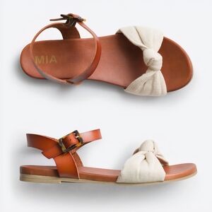 MIA Brown Sandals with Cream Bow